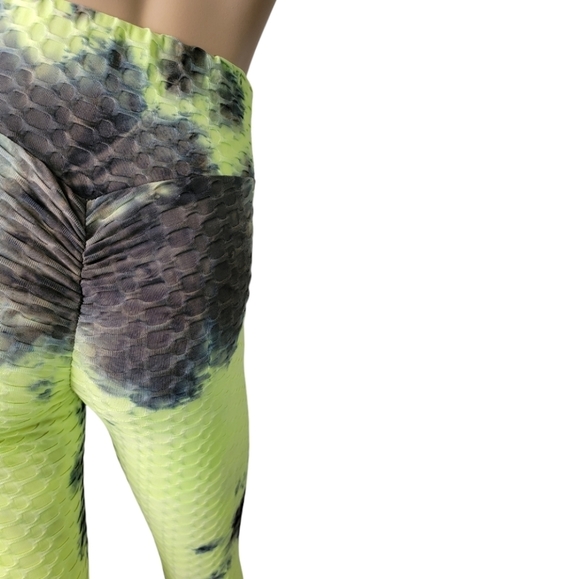 Tik Tok Tye Die Anti-Cellulite Neon Green Leggings - Picture 7 of 9